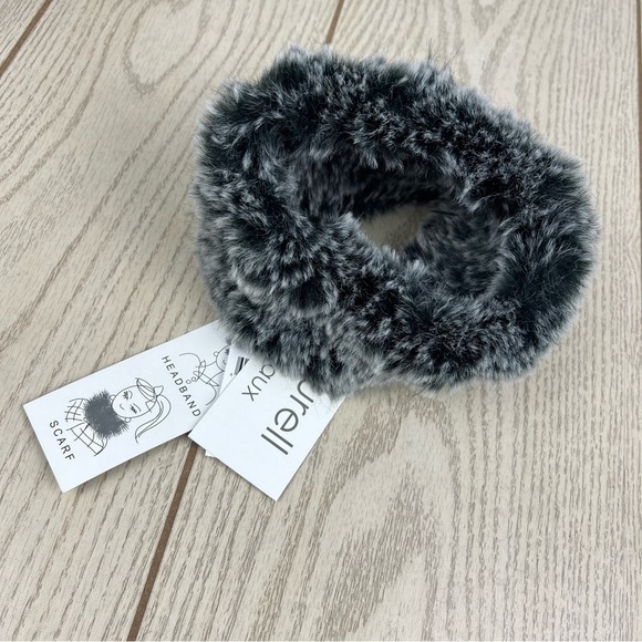 Surell Rex Rabbit Faux Fur Knit Stretch Headband OS Black Frost $65 main image 5